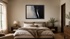 Oxidation framed paper at 24x36 inch (landscape) scale in a premium residential bedroom