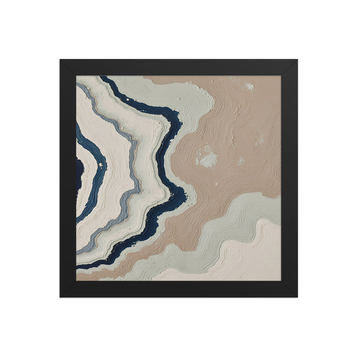Karst framed paper artwork with limestone-like textures and deep charcoal shadows, shown on white.