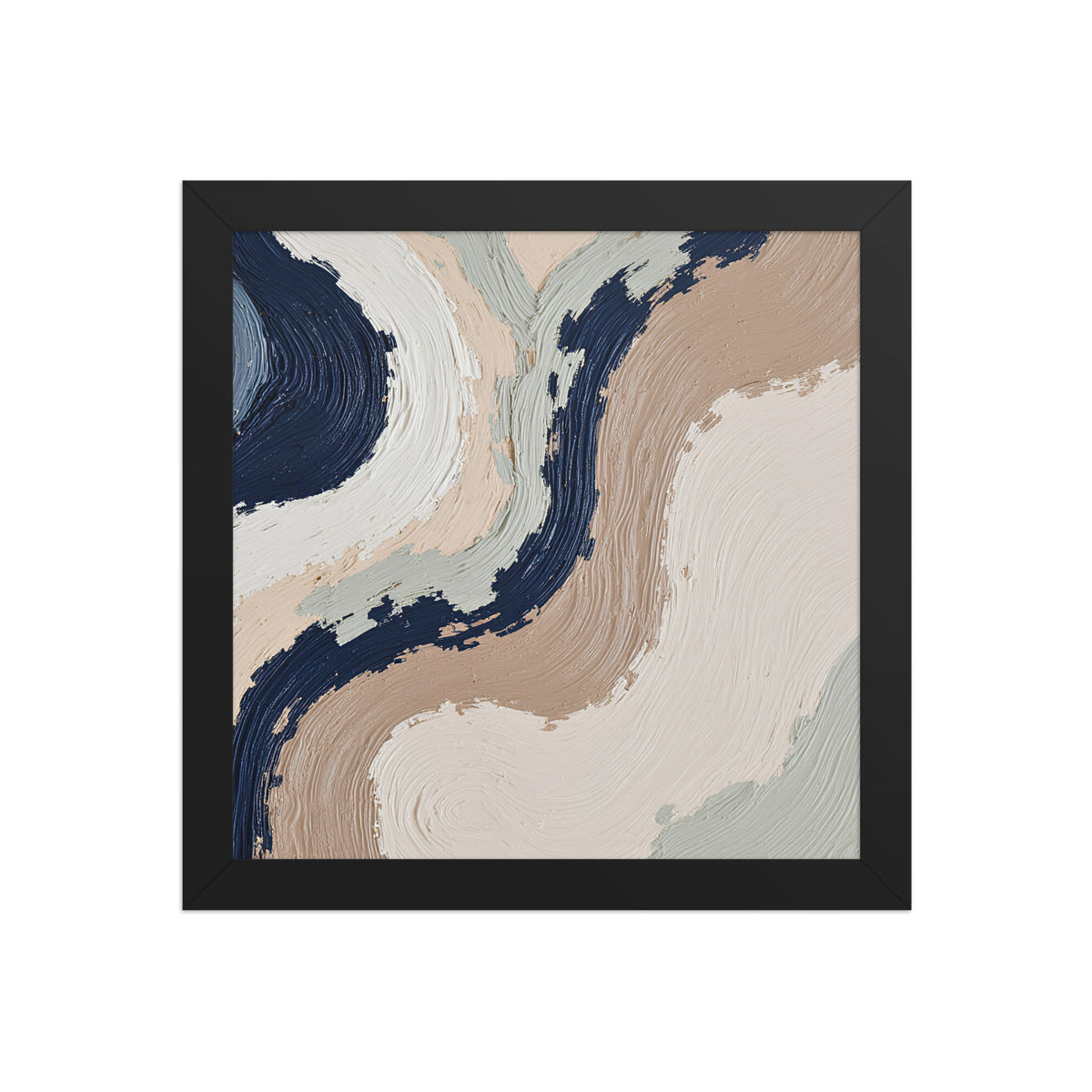 Loess framed paper artwork with warm ochre, taupe and sandstone-like textures, shown on white.