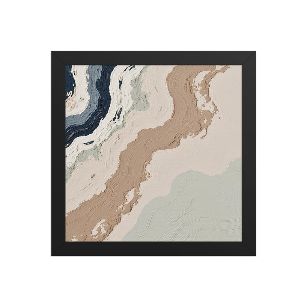 Spall framed paper artwork with fractured stone-like layers and linear fissures, shown on white.
