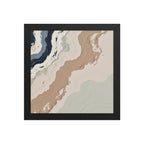 Spall framed paper artwork with fractured stone-like layers and linear fissures, shown on white.
