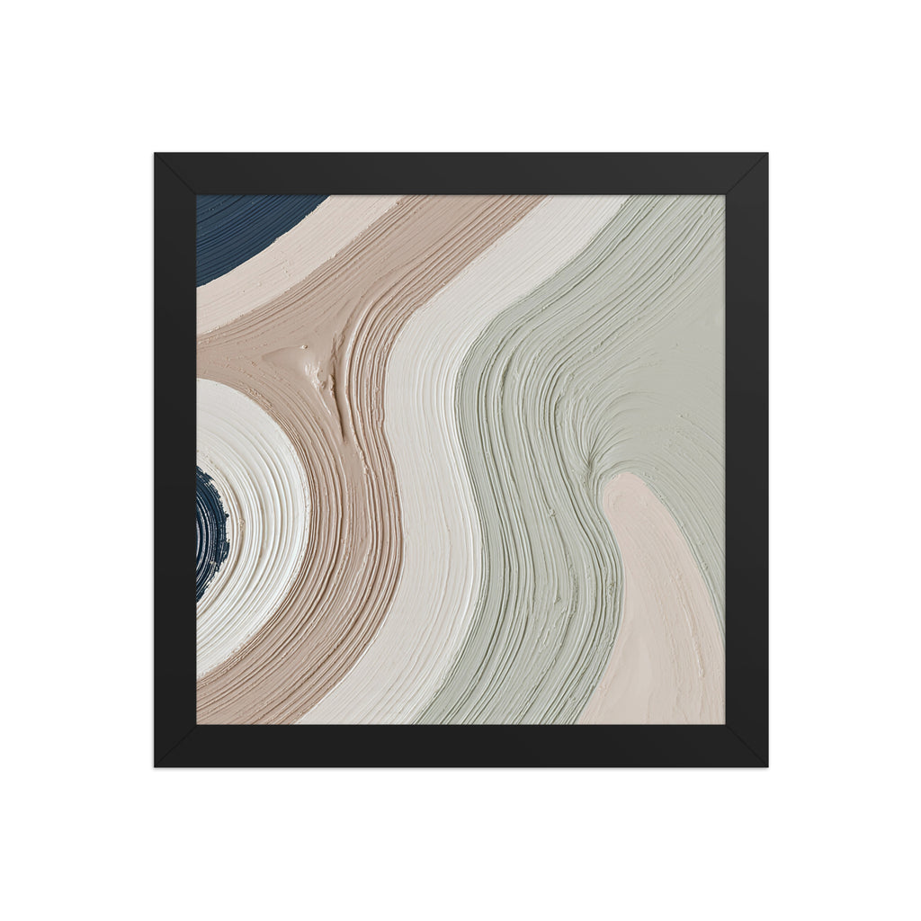 Talus framed paper artwork with angular rock-like forms and deep charcoal contrasts, shown on white.