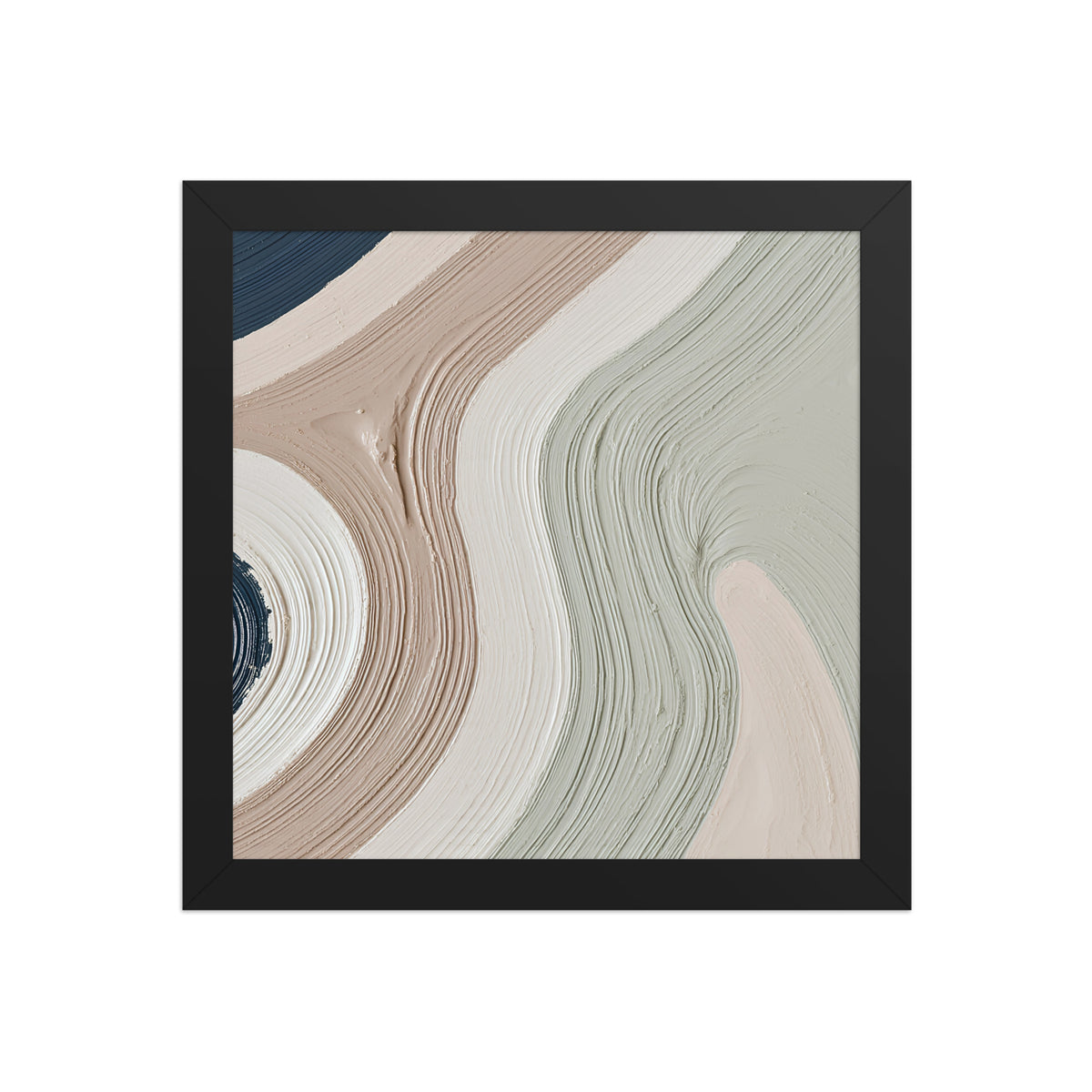 Talus framed paper artwork with angular rock-like forms and deep charcoal contrasts, shown on white.