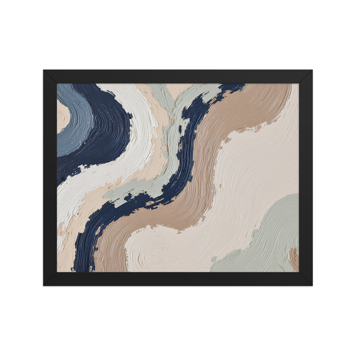 Loess framed paper artwork with warm ochre, taupe and sandstone-like textures, shown on white.
