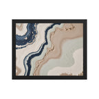 Striata framed paper artwork with rhythmic bands of mineral color and sediment-like layers, shown on white.