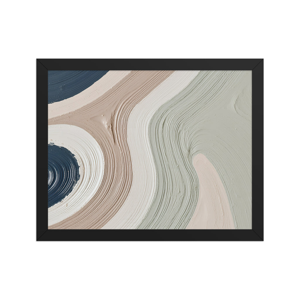 Talus framed paper artwork with angular rock-like forms and deep charcoal contrasts, shown on white.