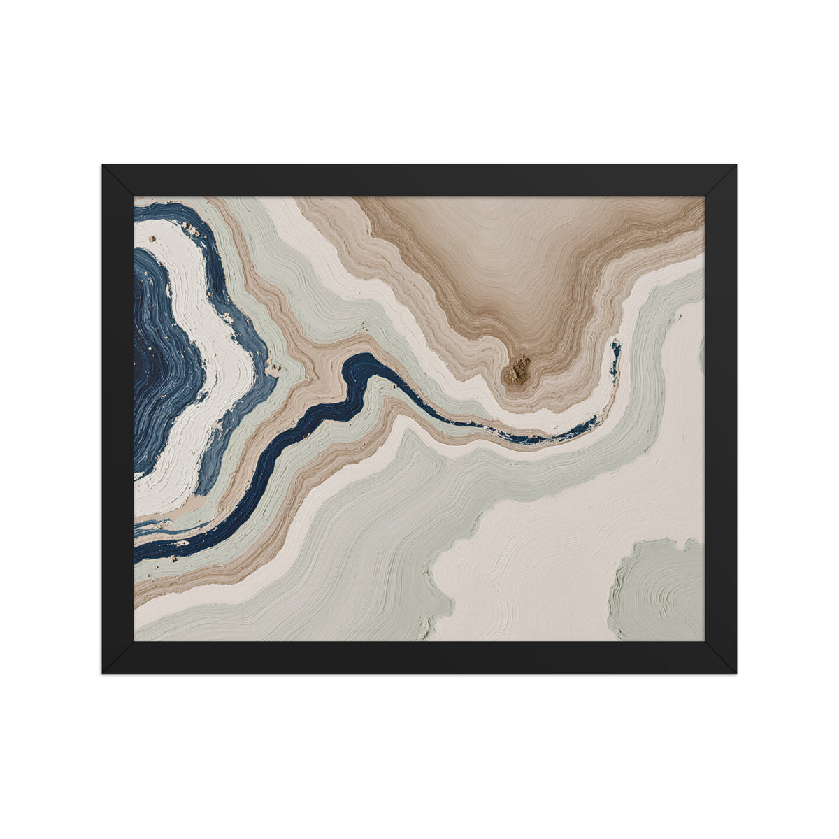Terrace framed paper artwork with stepped stone-like shelves and warm mineral gradients, shown on white.