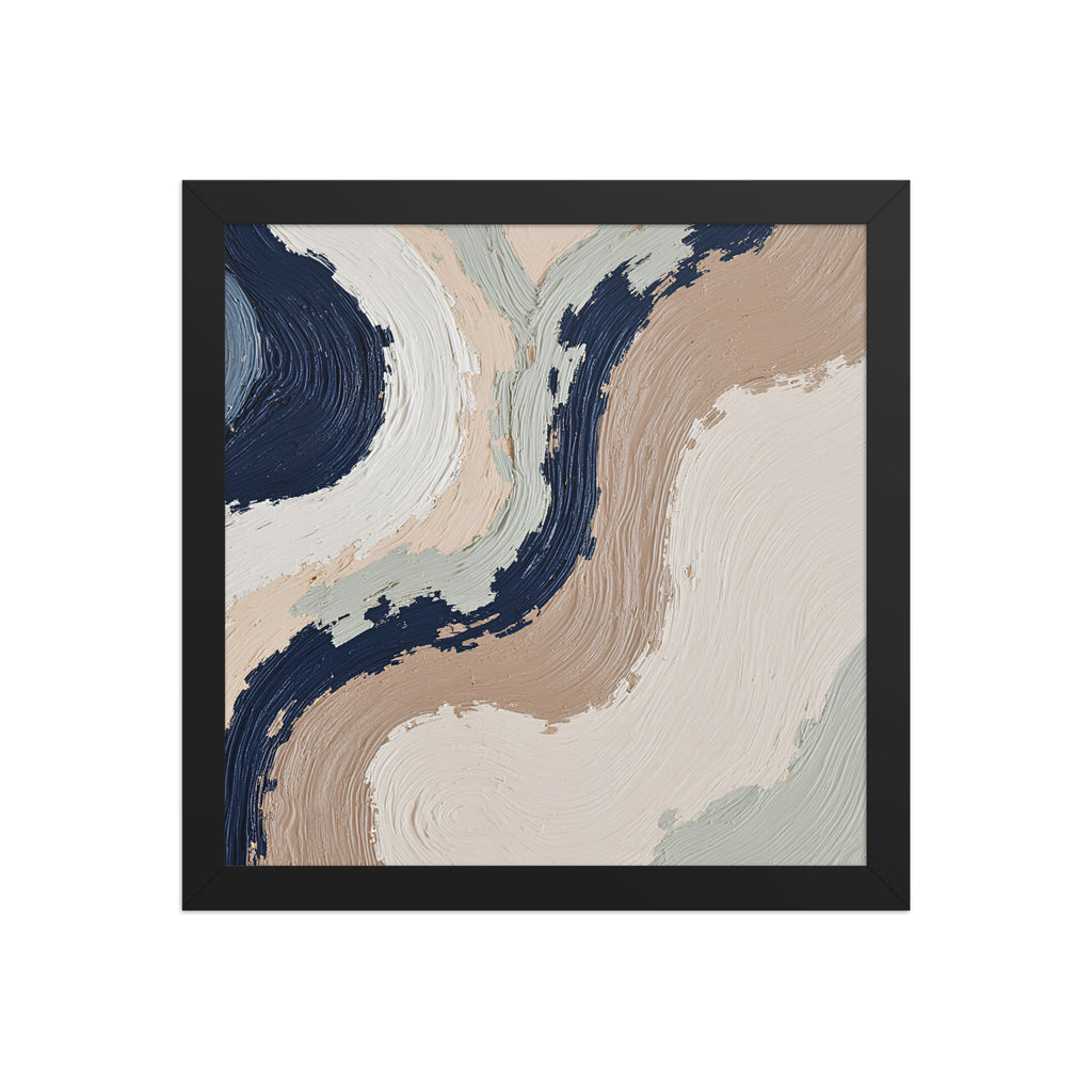 Loess framed paper artwork with warm ochre, taupe and sandstone-like textures, shown on white.