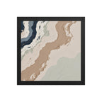 Spall framed paper artwork with fractured stone-like layers and linear fissures, shown on white.