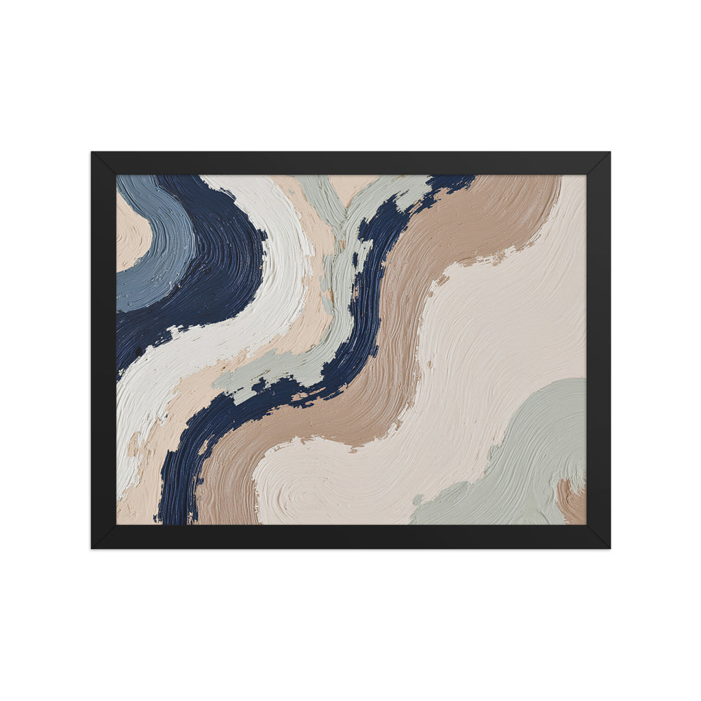 Loess framed paper artwork with warm ochre, taupe and sandstone-like textures, shown on white.