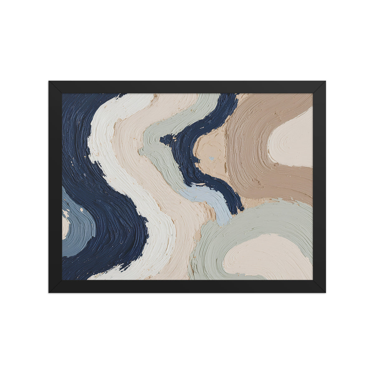 Marl framed paper artwork with pale stone and soft clay tones with subtle visual texture, shown on white.