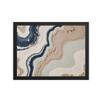 Striata framed paper artwork with rhythmic bands of mineral color and sediment-like layers, shown on white.