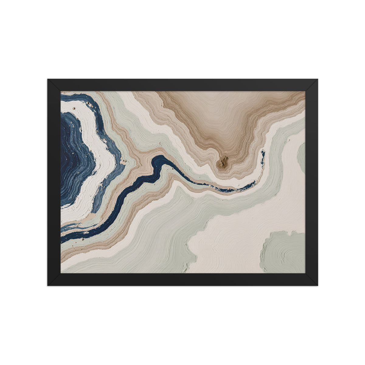 Terrace framed paper artwork with stepped stone-like shelves and warm mineral gradients, shown on white.