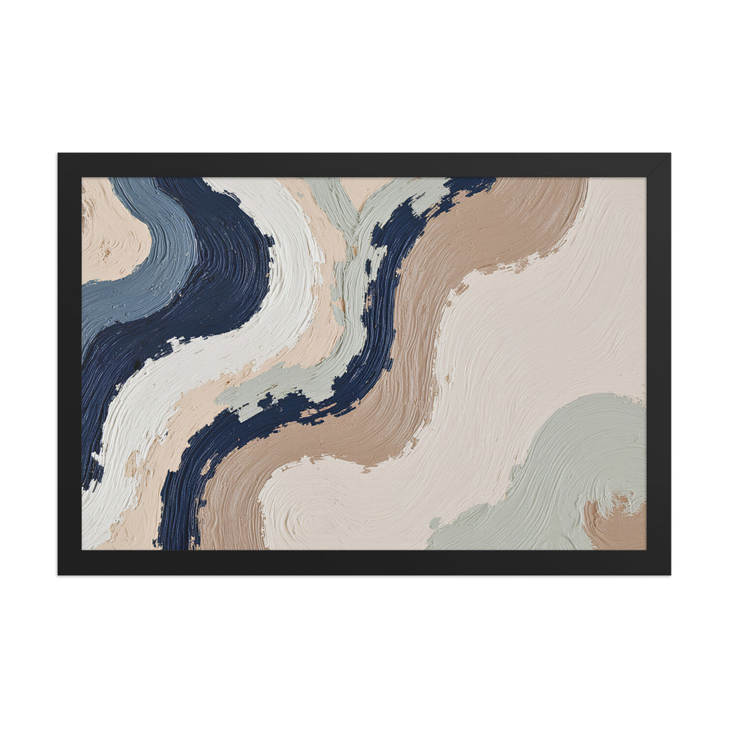 Loess framed paper artwork with warm ochre, taupe and sandstone-like textures, shown on white.
