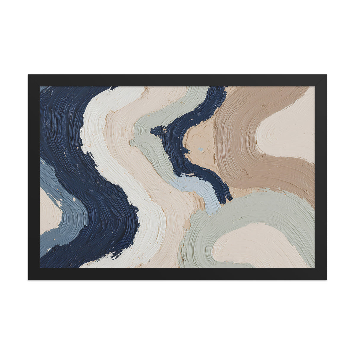 Marl framed paper artwork with pale stone and soft clay tones with subtle visual texture, shown on white.