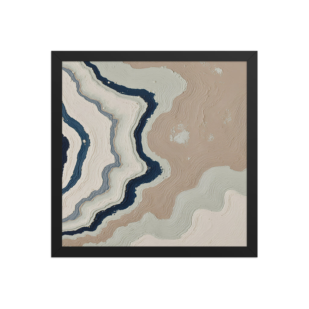Karst framed paper artwork with limestone-like textures and deep charcoal shadows, shown on white.