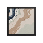 Spall framed paper artwork with fractured stone-like layers and linear fissures, shown on white.