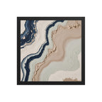 Striata framed paper artwork with rhythmic bands of mineral color and sediment-like layers, shown on white.