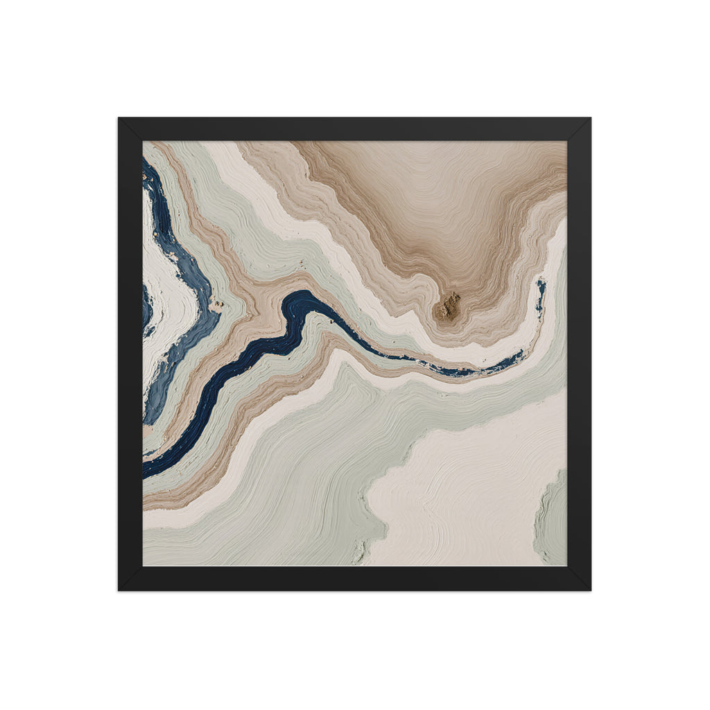Terrace framed paper artwork with stepped stone-like shelves and warm mineral gradients, shown on white.