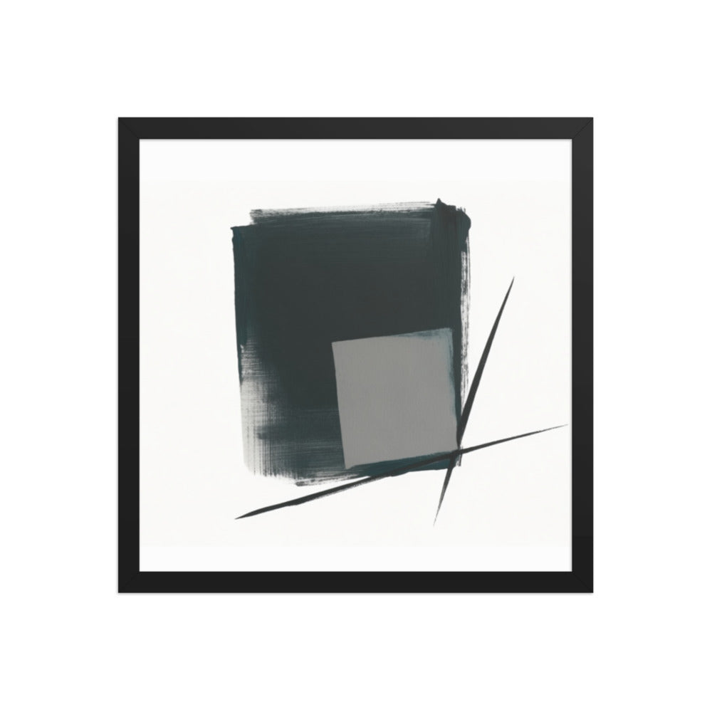 Ahi framed paper gloss — Black, 16″×16″