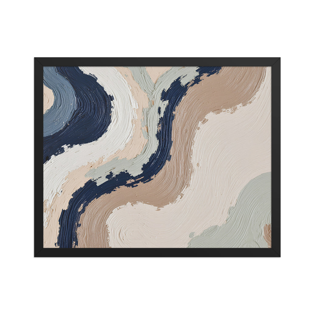 Loess framed paper artwork with warm ochre, taupe and sandstone-like textures, shown on white.