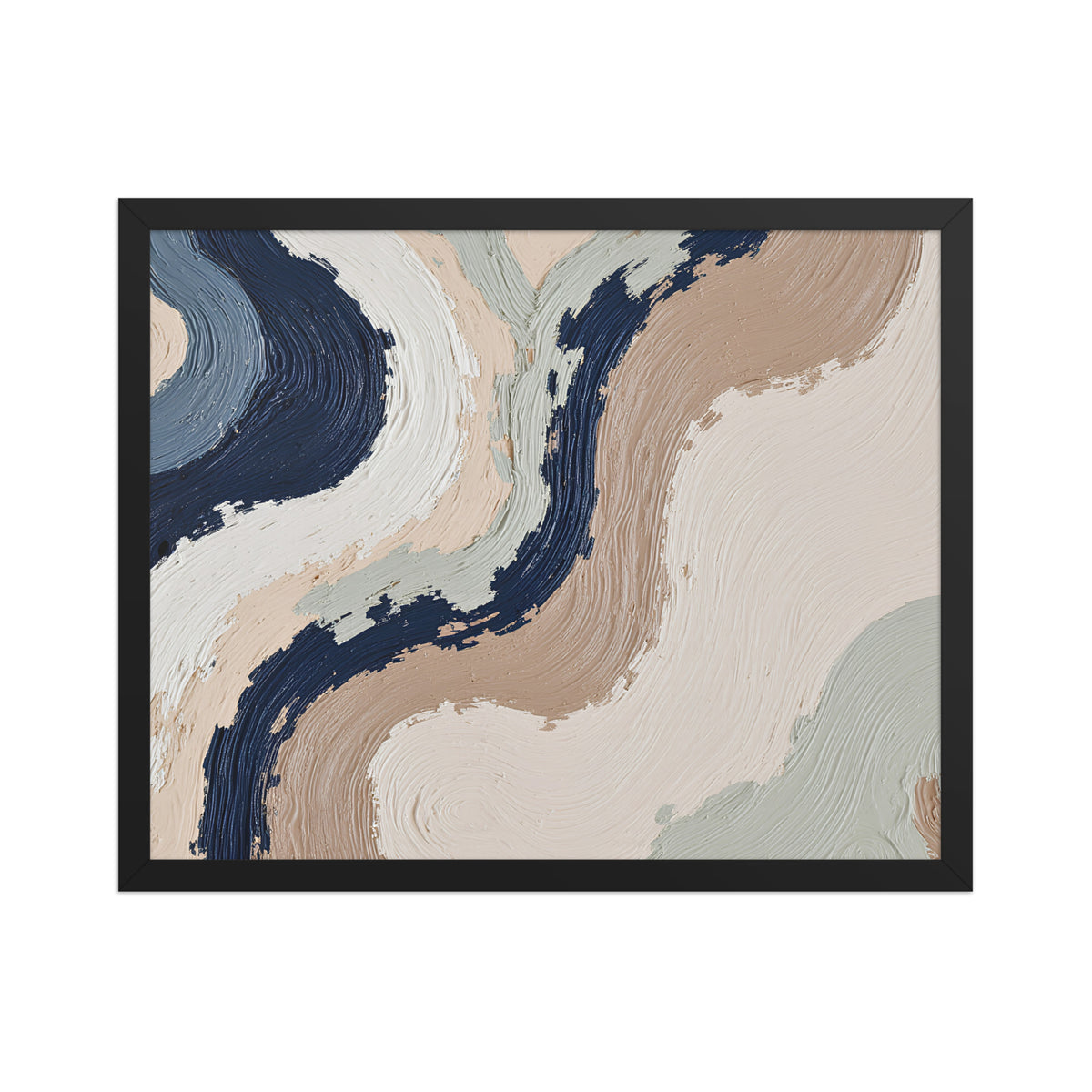Loess framed paper artwork with warm ochre, taupe and sandstone-like textures, shown on white.