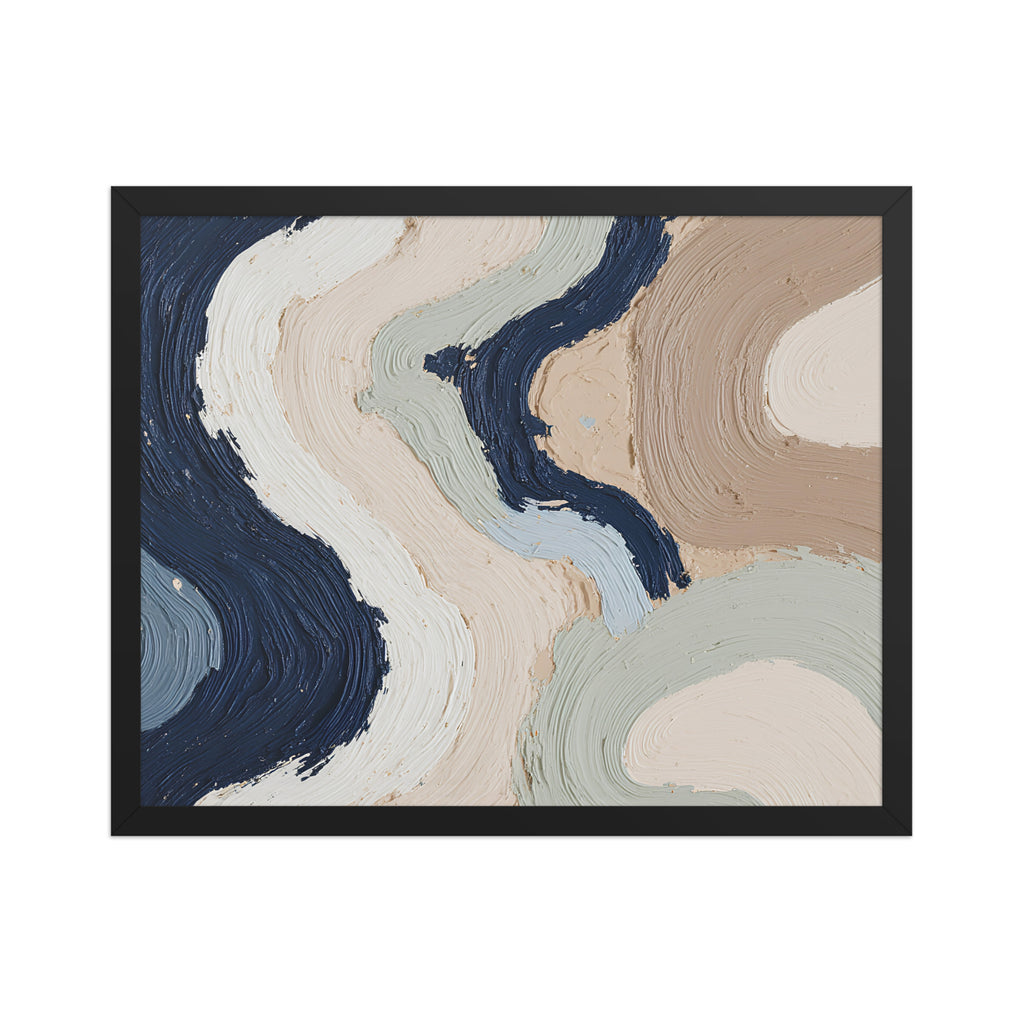 Marl framed paper artwork with pale stone and soft clay tones with subtle visual texture, shown on white.