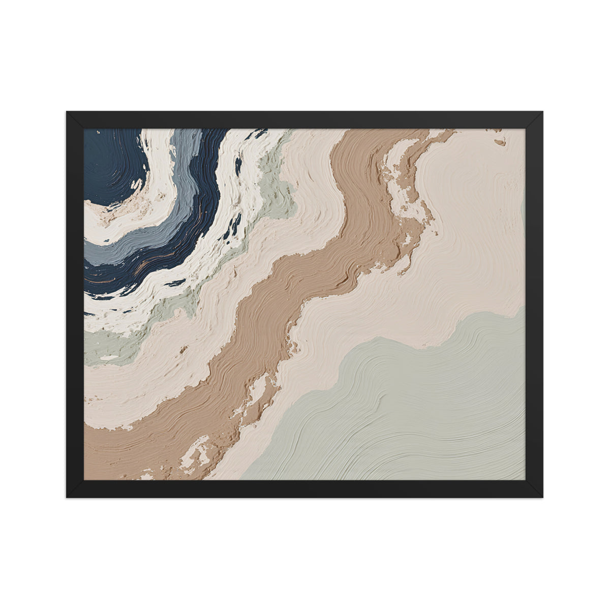 Spall framed paper artwork with fractured stone-like layers and linear fissures, shown on white.