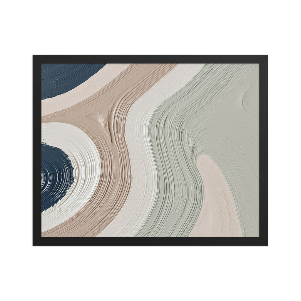 Talus framed paper artwork with angular rock-like forms and deep charcoal contrasts, shown on white.