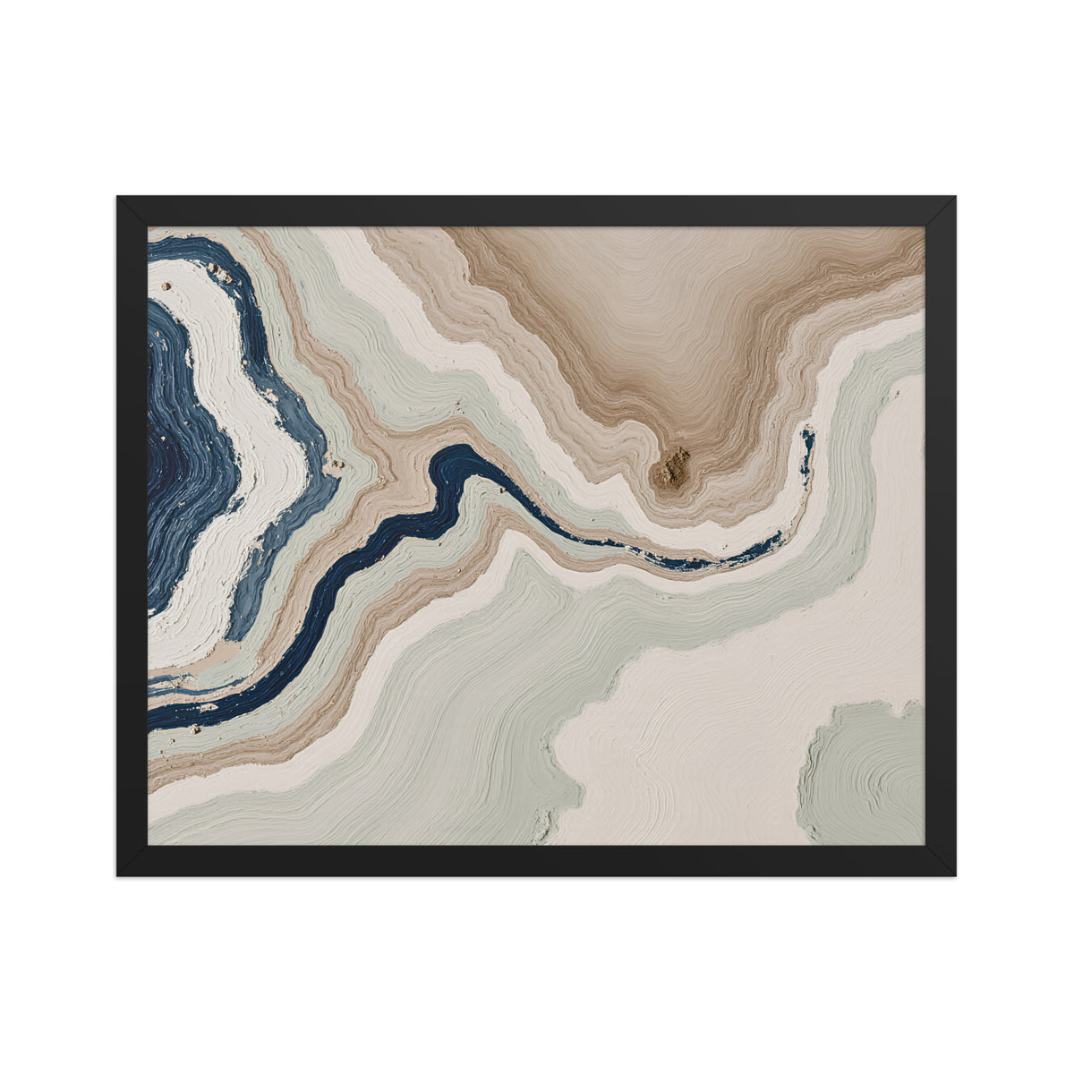 Terrace framed paper artwork with stepped stone-like shelves and warm mineral gradients, shown on white.