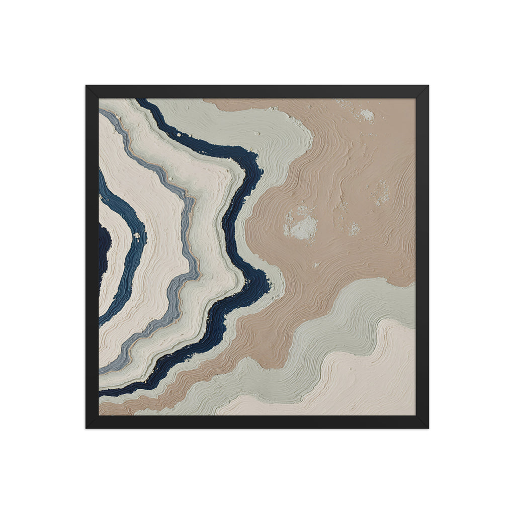 Karst framed paper artwork with limestone-like textures and deep charcoal shadows, shown on white.