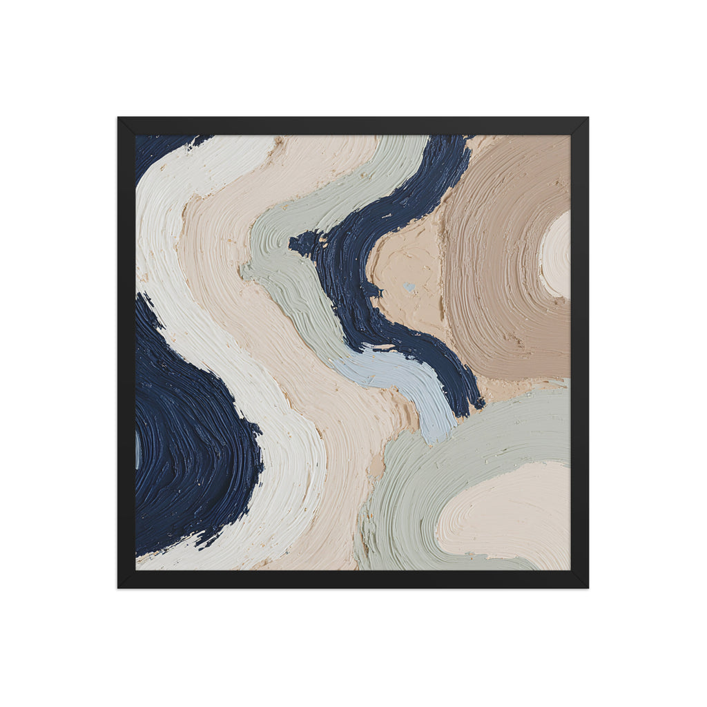 Marl framed paper artwork with pale stone and soft clay tones with subtle visual texture, shown on white.
