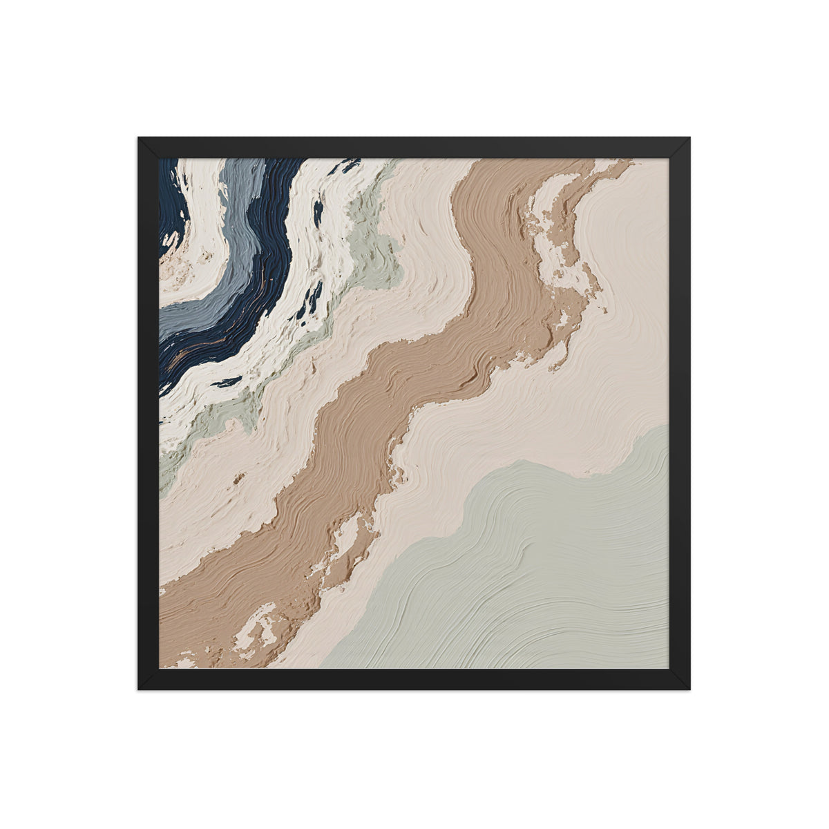 Spall framed paper artwork with fractured stone-like layers and linear fissures, shown on white.