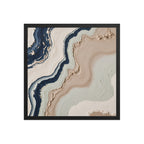 Striata framed paper artwork with rhythmic bands of mineral color and sediment-like layers, shown on white.