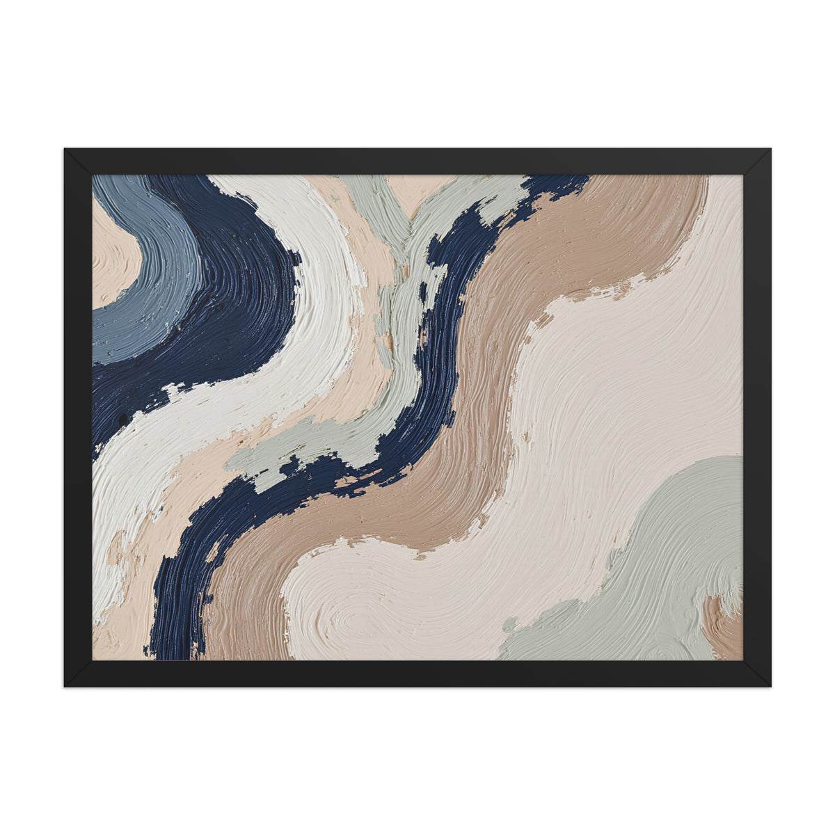 Loess framed paper artwork with warm ochre, taupe and sandstone-like textures, shown on white.
