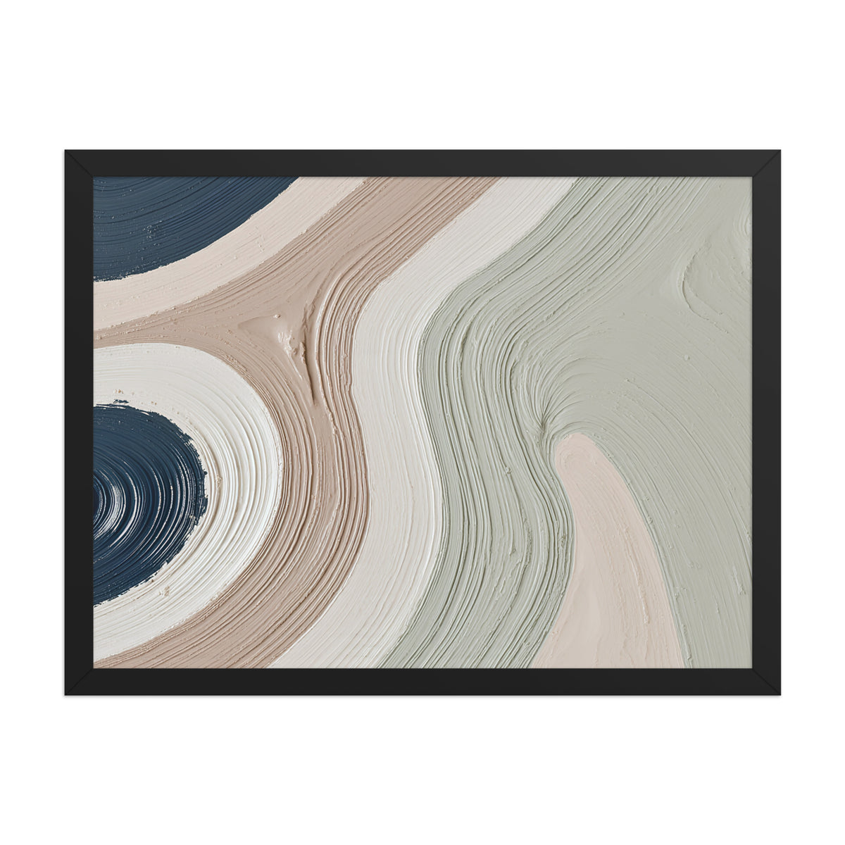 Talus framed paper artwork with angular rock-like forms and deep charcoal contrasts, shown on white.