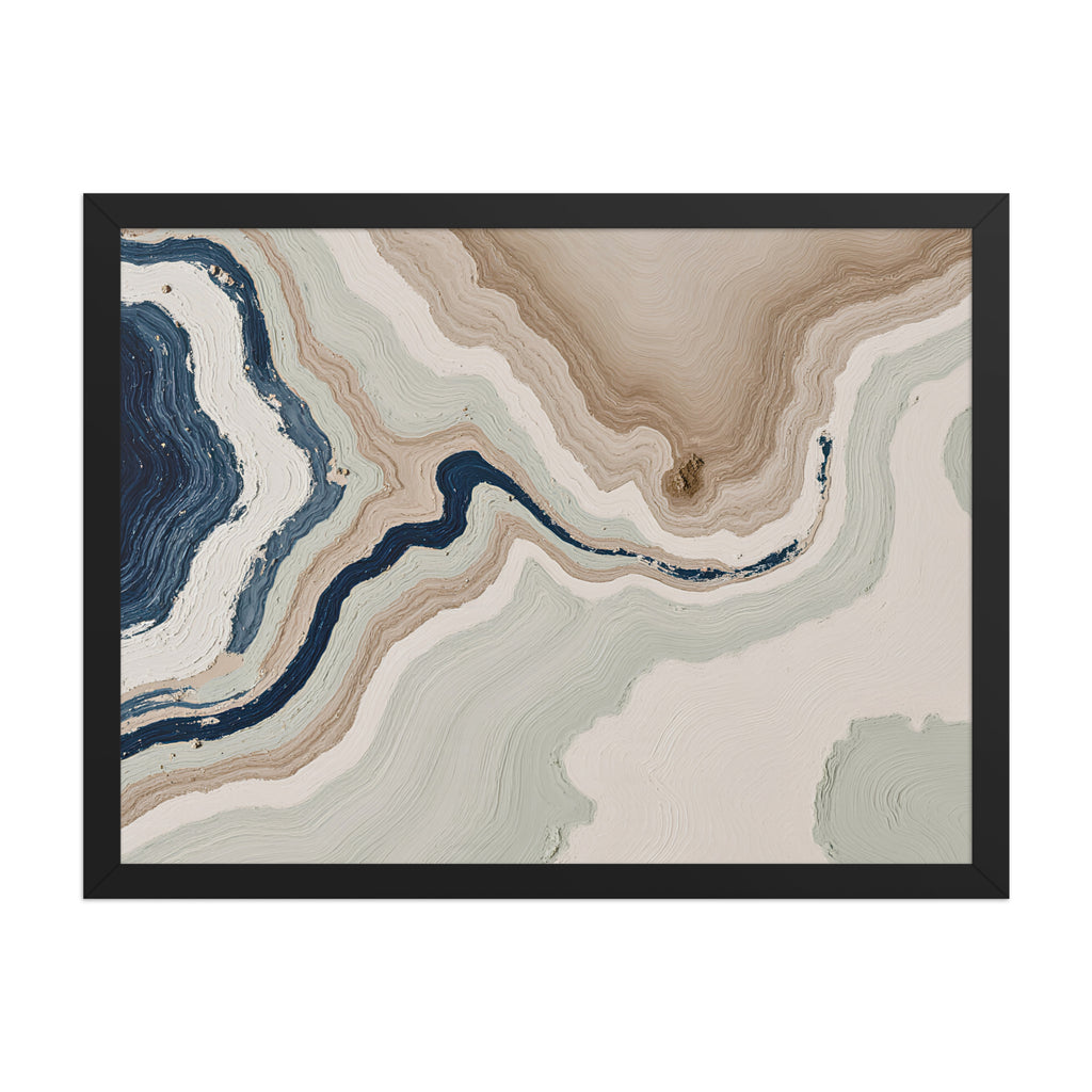 Terrace framed paper artwork with stepped stone-like shelves and warm mineral gradients, shown on white.