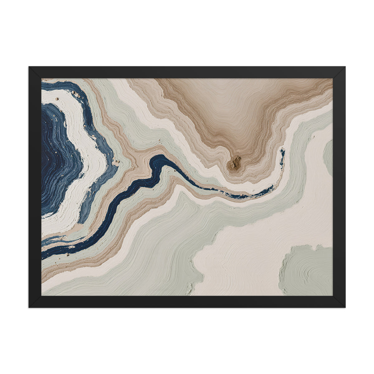 Terrace framed paper artwork with stepped stone-like shelves and warm mineral gradients, shown on white.