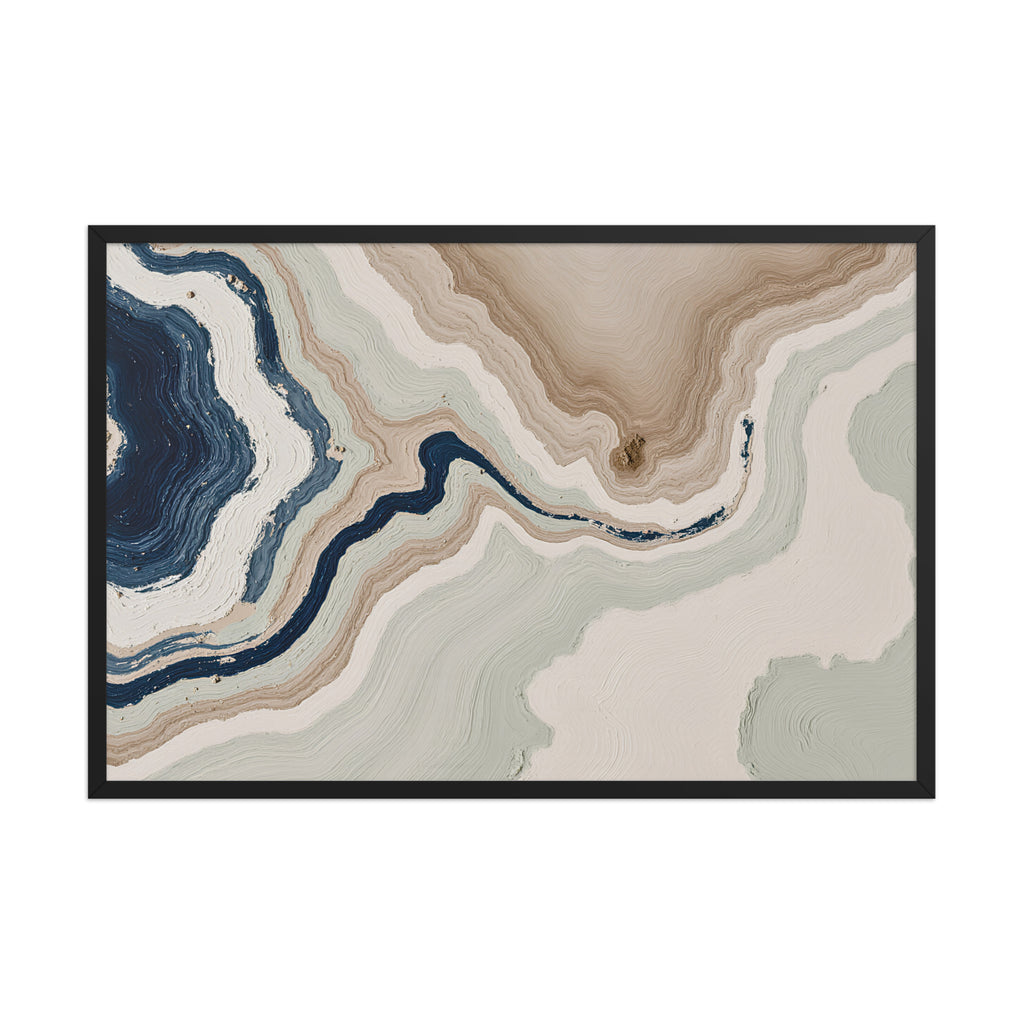 Terrace framed paper artwork with stepped stone-like shelves and warm mineral gradients, shown on white.