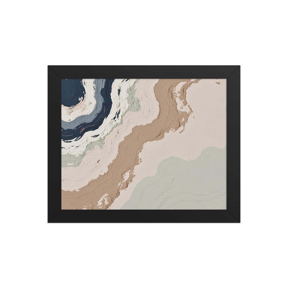 Spall framed paper artwork with fractured stone-like layers and linear fissures, shown on white.