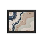 Striata framed paper artwork with rhythmic bands of mineral color and sediment-like layers, shown on white.