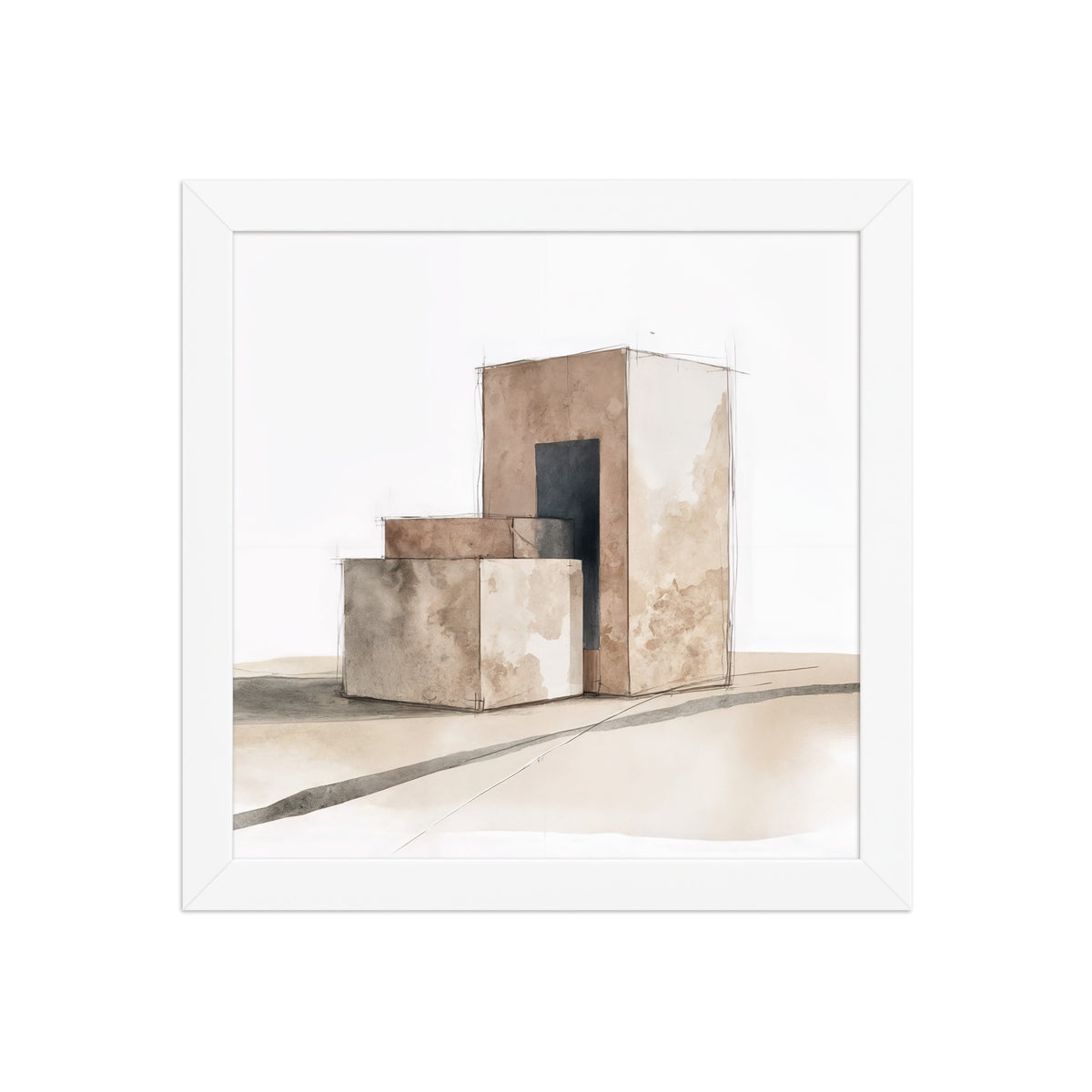 Assembly framed paper in White frame — 10″×10″