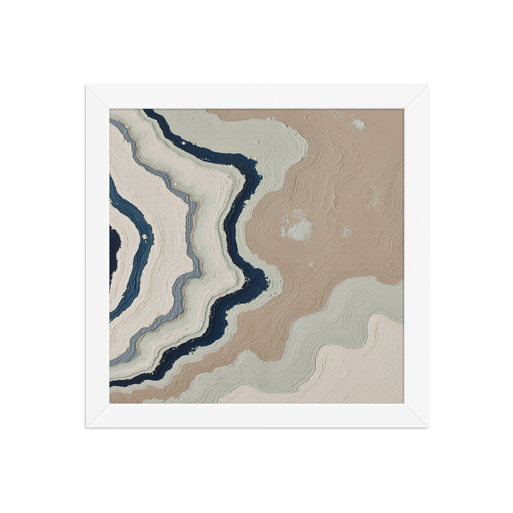 Karst framed paper artwork with limestone-like textures and deep charcoal shadows, shown on white.