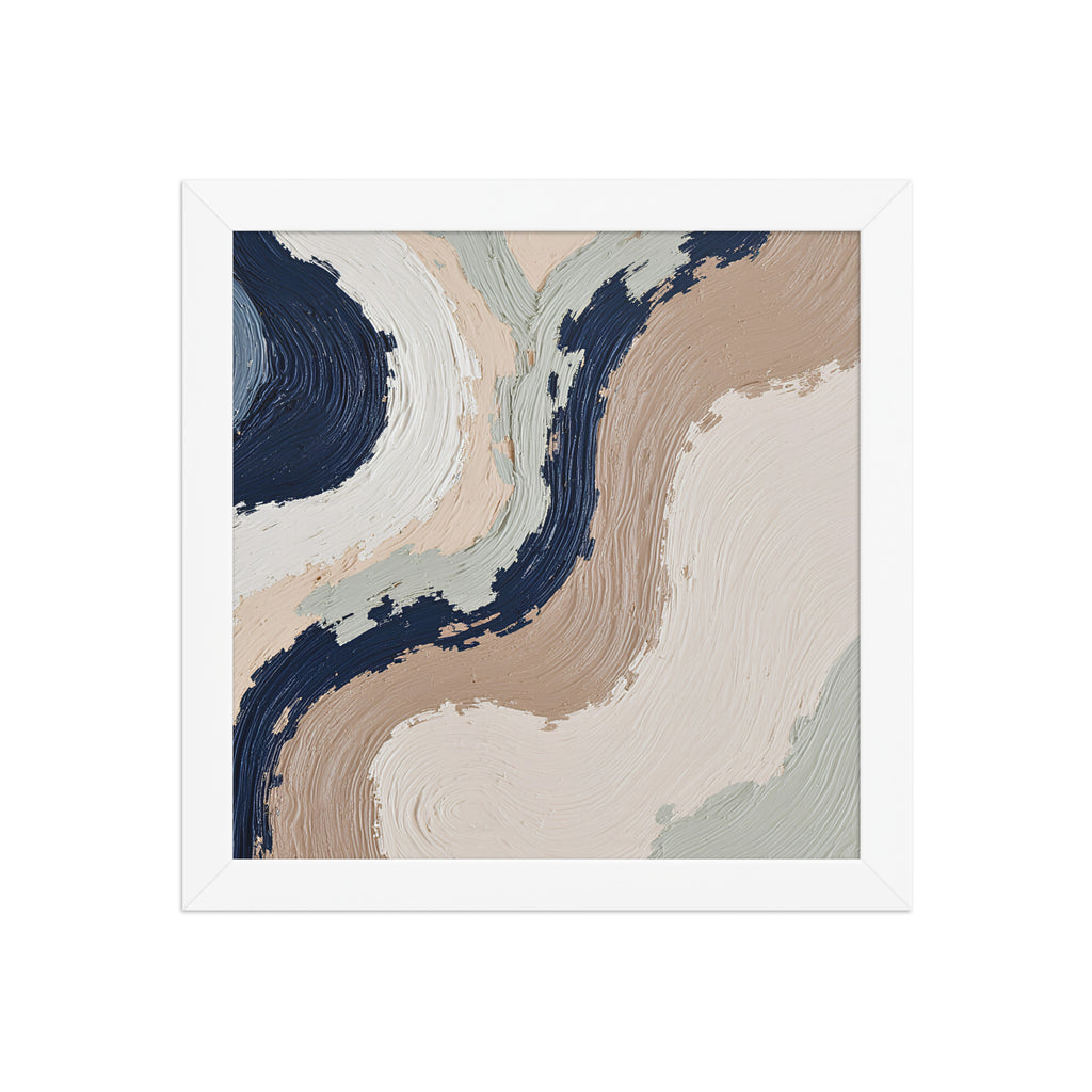 Loess framed paper artwork with warm ochre, taupe and sandstone-like textures, shown on white.