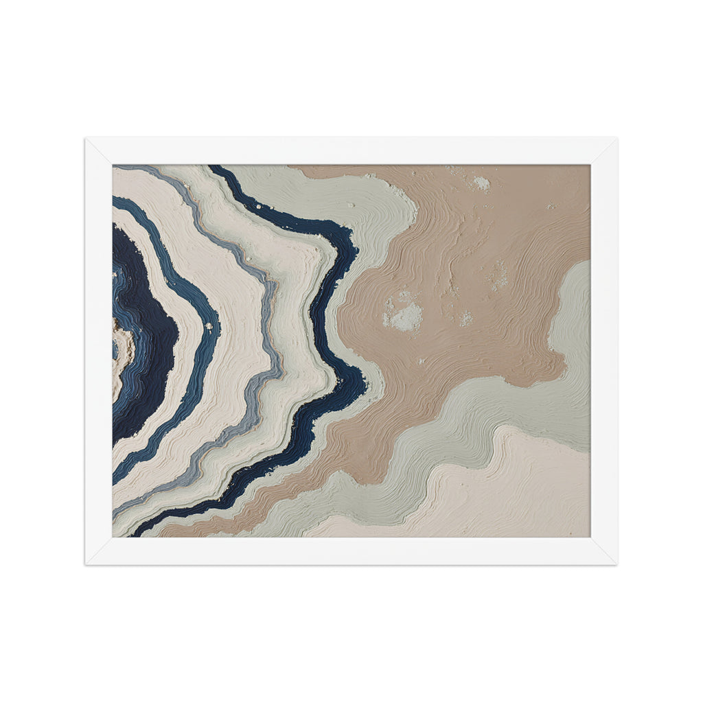 Karst framed paper artwork with limestone-like textures and deep charcoal shadows, shown on white.