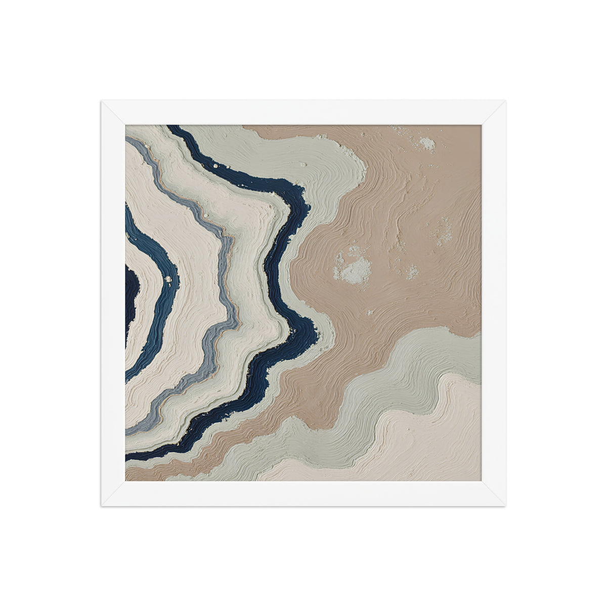 Karst framed paper artwork with limestone-like textures and deep charcoal shadows, shown on white.