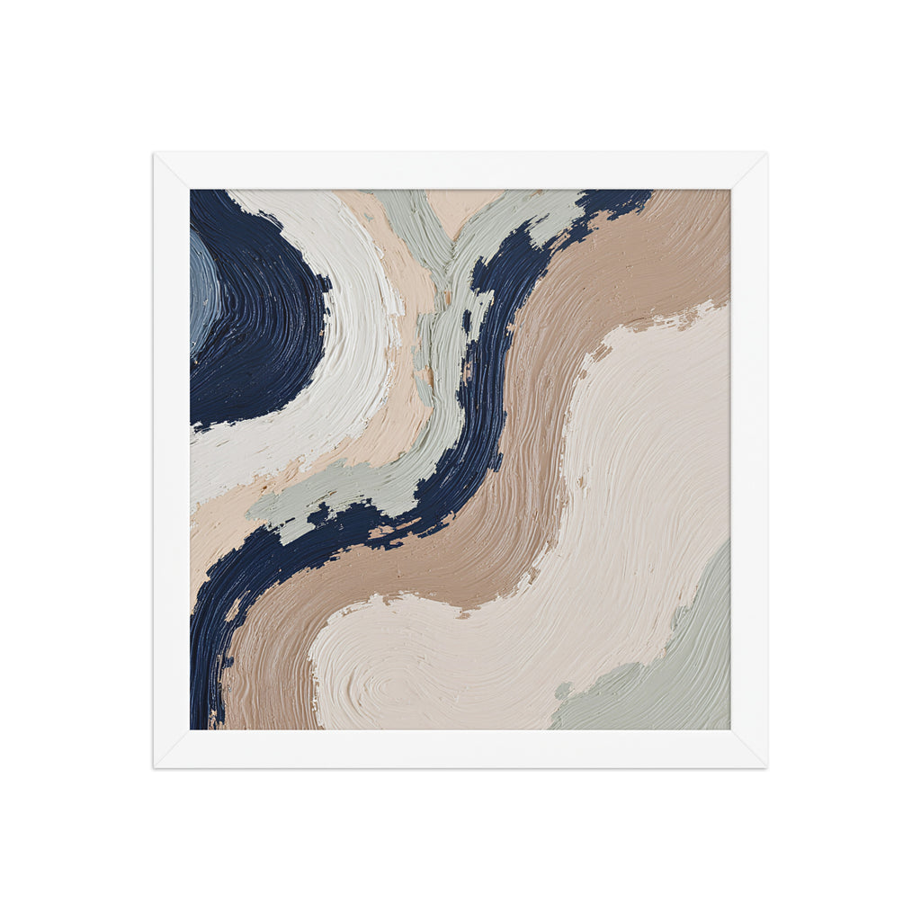 Loess framed paper artwork with warm ochre, taupe and sandstone-like textures, shown on white.