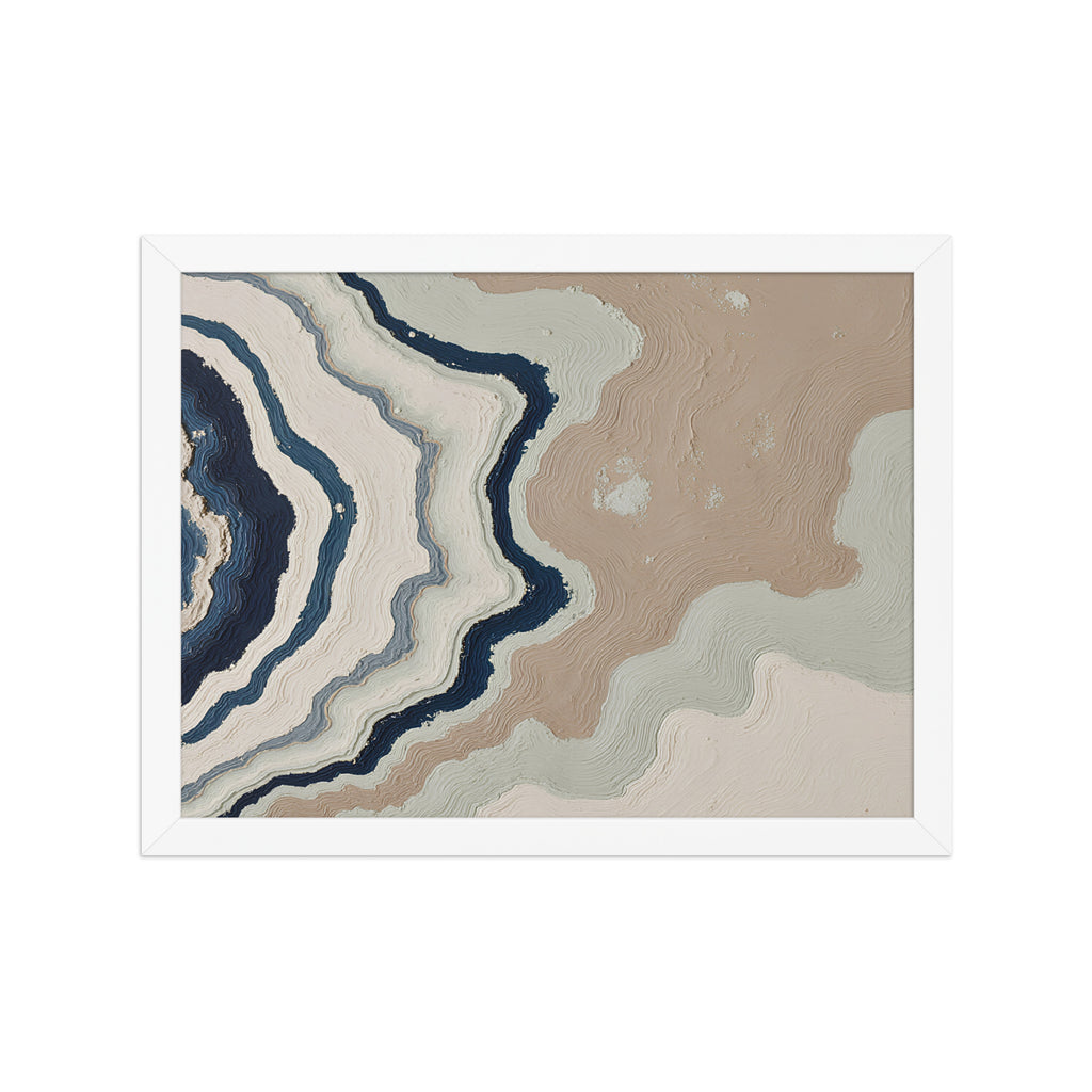Karst framed paper artwork with limestone-like textures and deep charcoal shadows, shown on white.