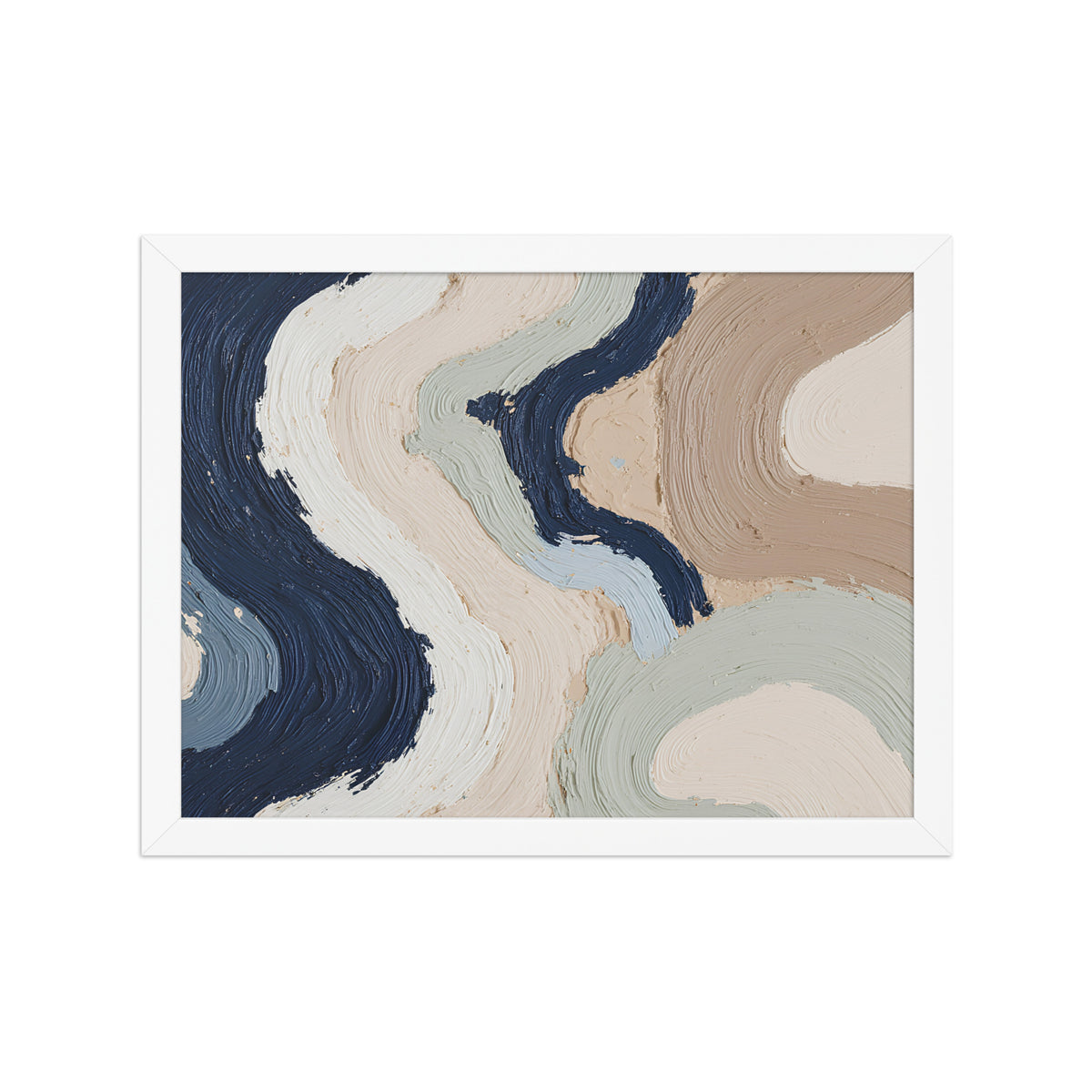 Marl framed paper artwork with pale stone and soft clay tones with subtle visual texture, shown on white.
