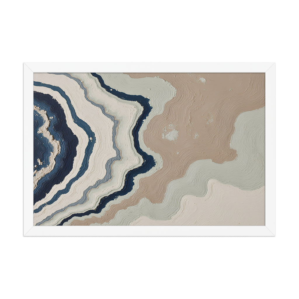 Karst framed paper artwork with limestone-like textures and deep charcoal shadows, shown on white.